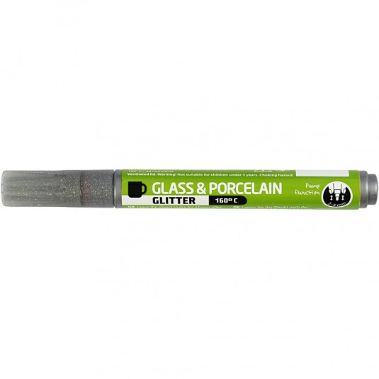 CC Glas- und Porzellanstift Halbtransparent Silber Glitzer