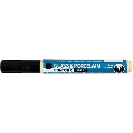CC Glas- en Porselein Contourstift Zwart
