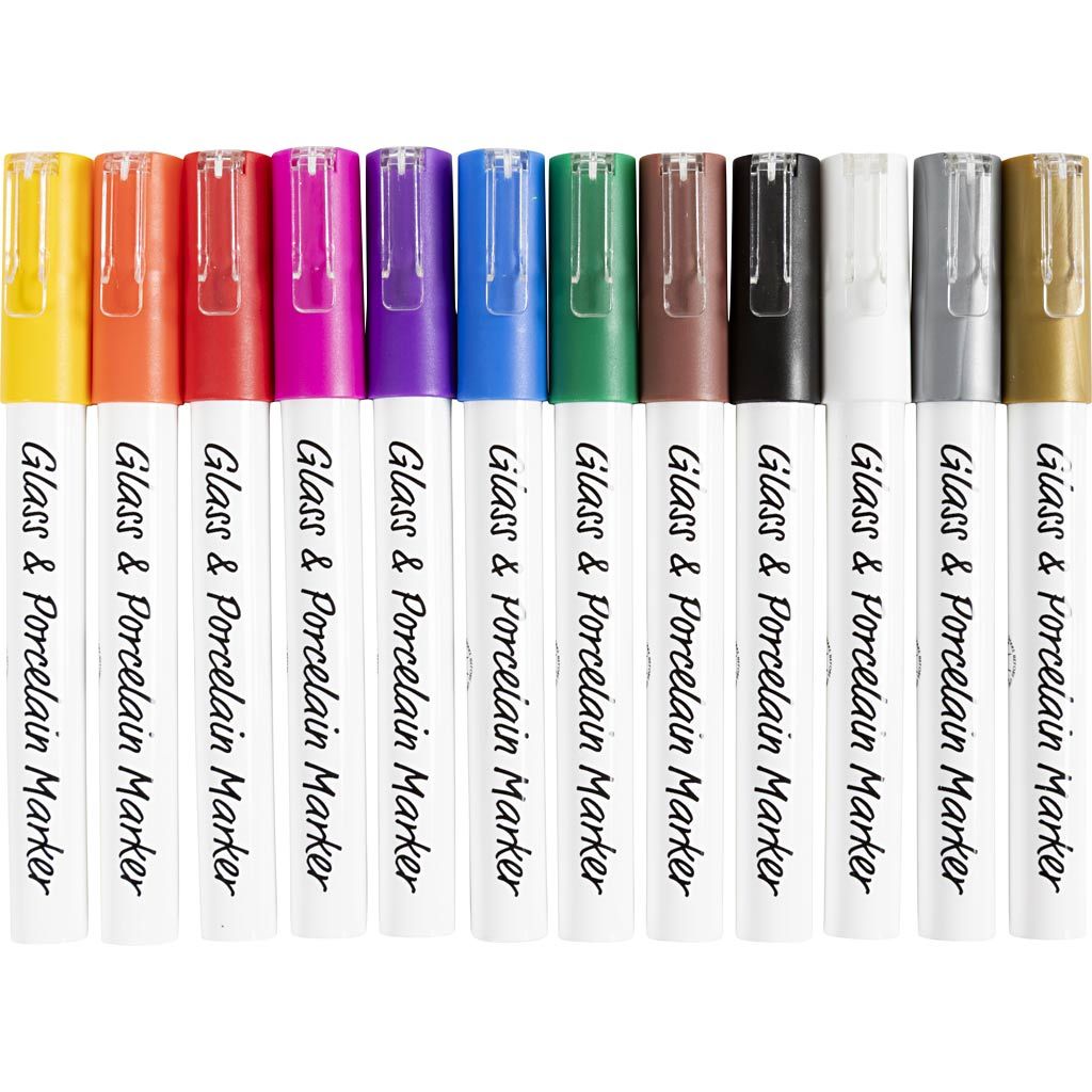 CC Glas- en Porseleinstift Semi-Dekkend Set 12 stuks
