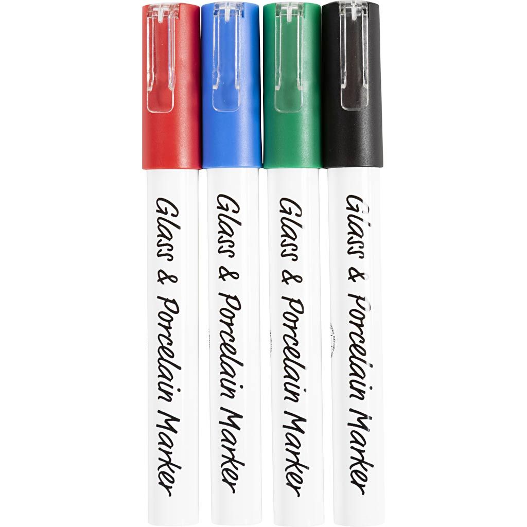 CC Glas- en Porseleinstift Semi-dekkend Set Basis 4 stuks