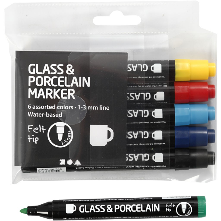 CC Glass and Porcelain Marker Without Pump Tip Set Basic 6 pieces