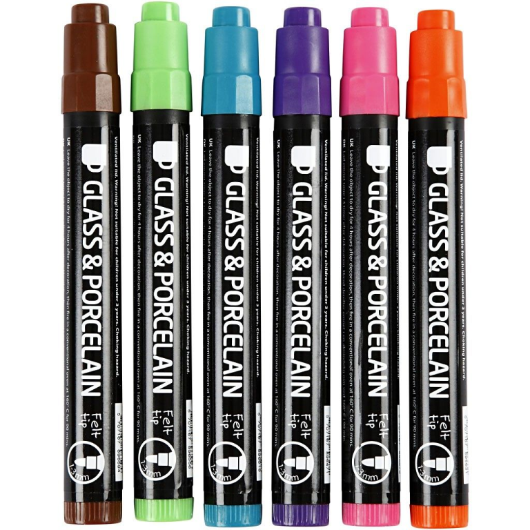 CC Glas- en Porseleinstift Zonder Pomppunt Set Secundair 6 stuks