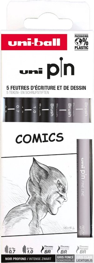 Uni Pin Fineliner Set 5 stuks Comics