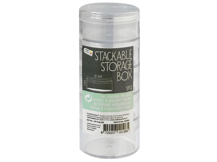 Plastic Stapeldoosjes 4,5x2,5 cm Transparant 5 stuks