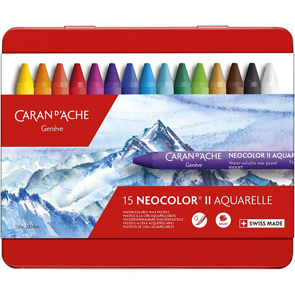 Caran d'Ache Neocolor II Wachsmalkreide-Set, 15 Stück