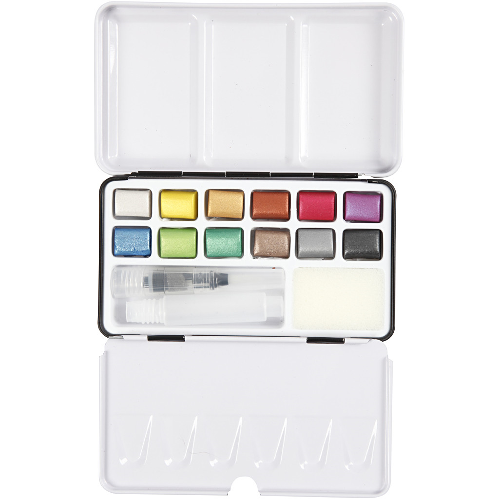 Pigment Art Aqua Aquarellfarben Metallic Set 12 ½ Näpfchen