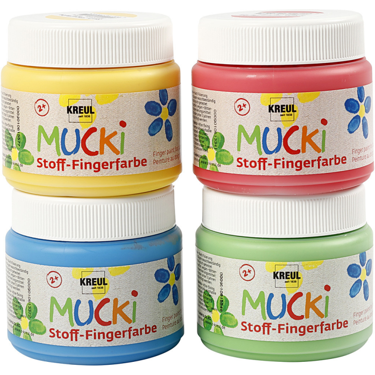 Mucki Textiel Vingerverf Set Basis 4x150 ml