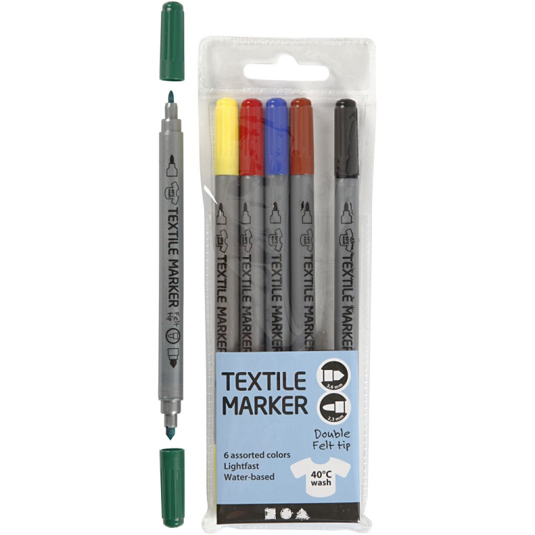 CC Textielstiften Primair 6 stuks