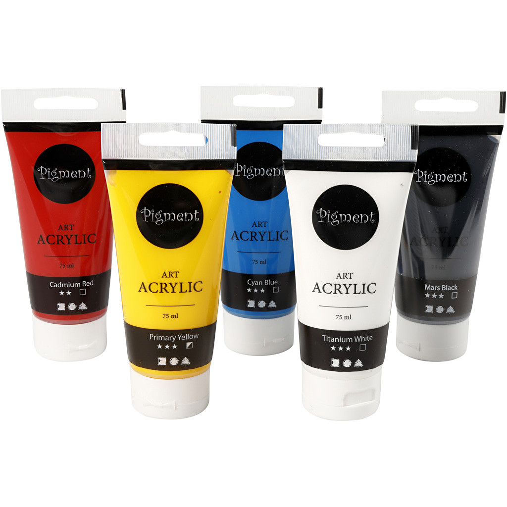 Pigment Art Acrylfarben-Set 5 Basisfarben à 75 ml