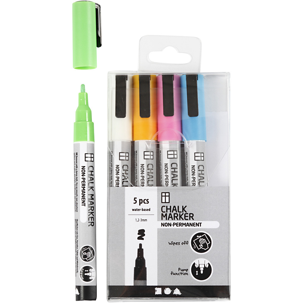 CC Chalk Markers Set 1.2-3 mm Strong Colors 5 pieces