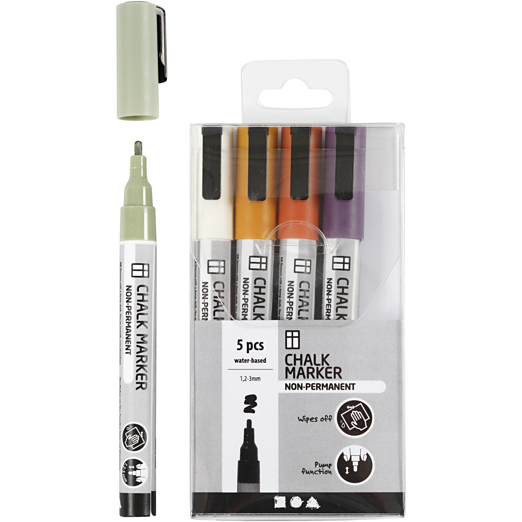 CC Chalk Markers Set 1.2-3mm Pastel Colors 5 pieces