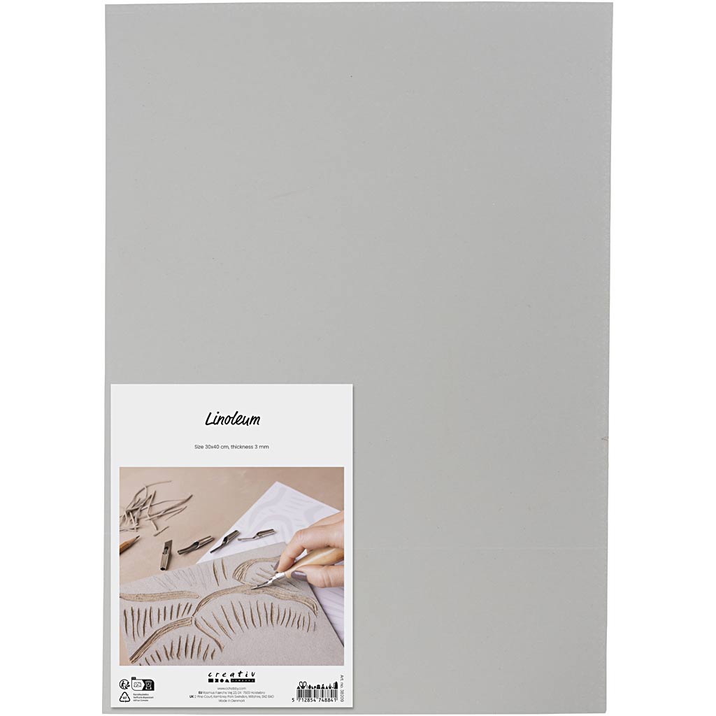 CC Linoleumplaat Rubber 30 x 40cm Lichtgrijs