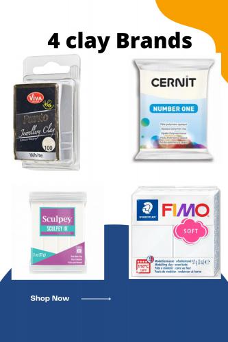 Fimo TryPack: 4 Soft Klei Merken Wit - Polymeerklei