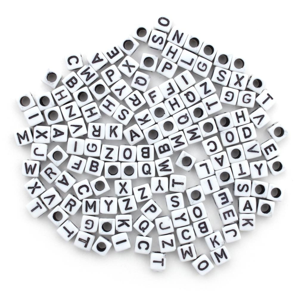 Alphabet Buchstabenperlen 6 mm Schwarz 160 Stück