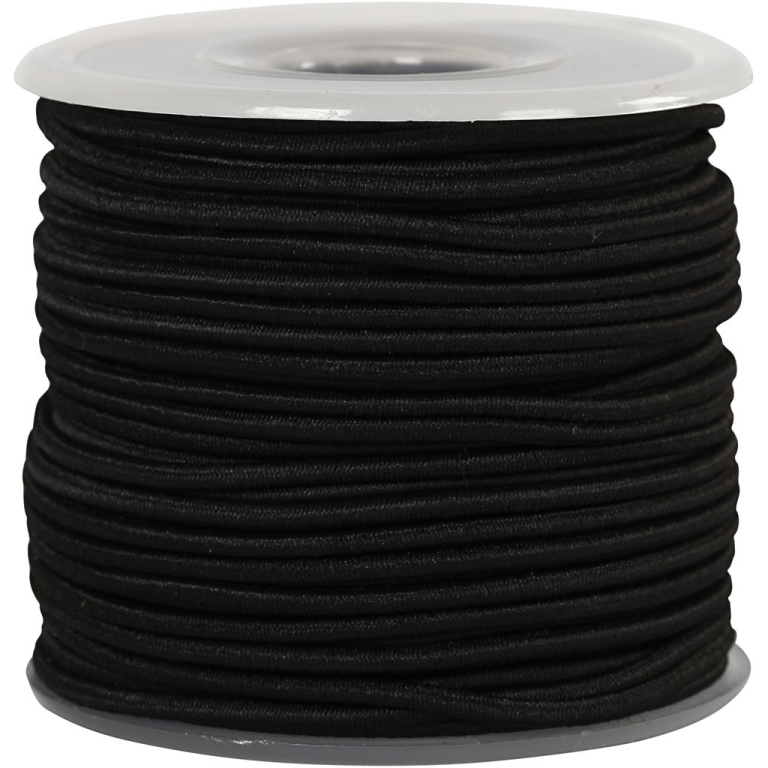CC Gummiband Kordel 2 mm 25 m Schwarz