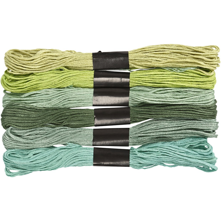 CC Embroidery Thread 1 mm Green 6 colors