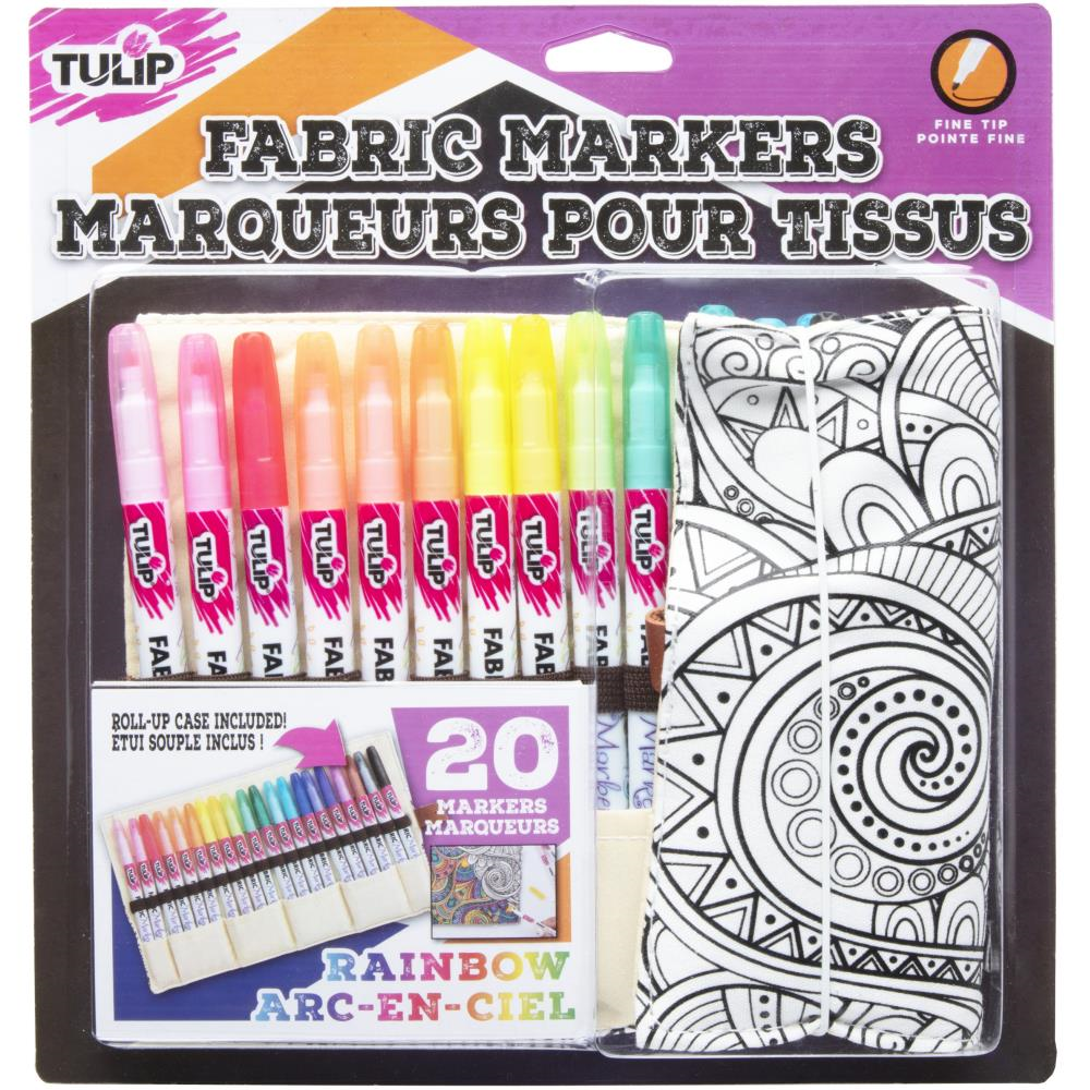 Tulip Fabric Markers Set with Roll-up Case, 20 pieces