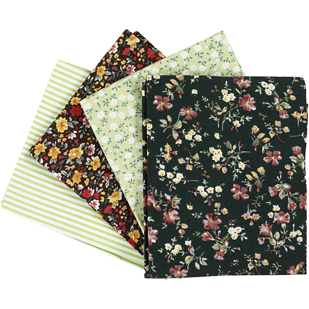 CC Patchwork Stof 45x55 cm Groen 4 stuks
