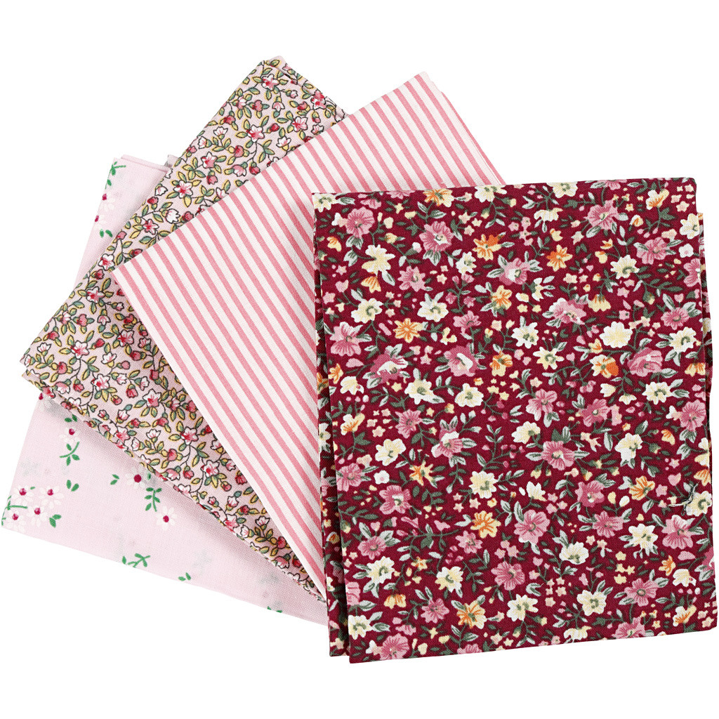 CC Patchwork Stof 45x55 cm Roze 4 stuks