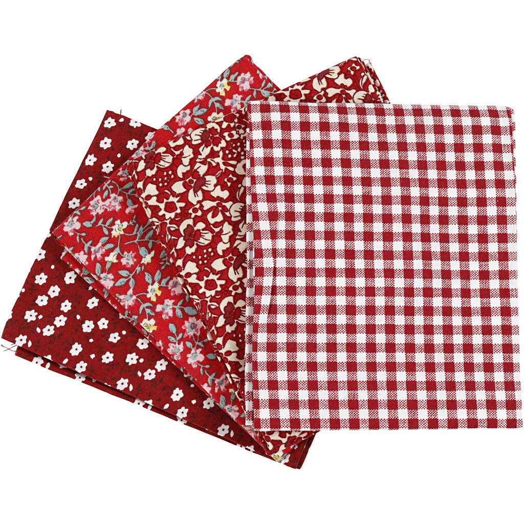 CC Patchwork Stof 45x55 cm Rood 4 stuks