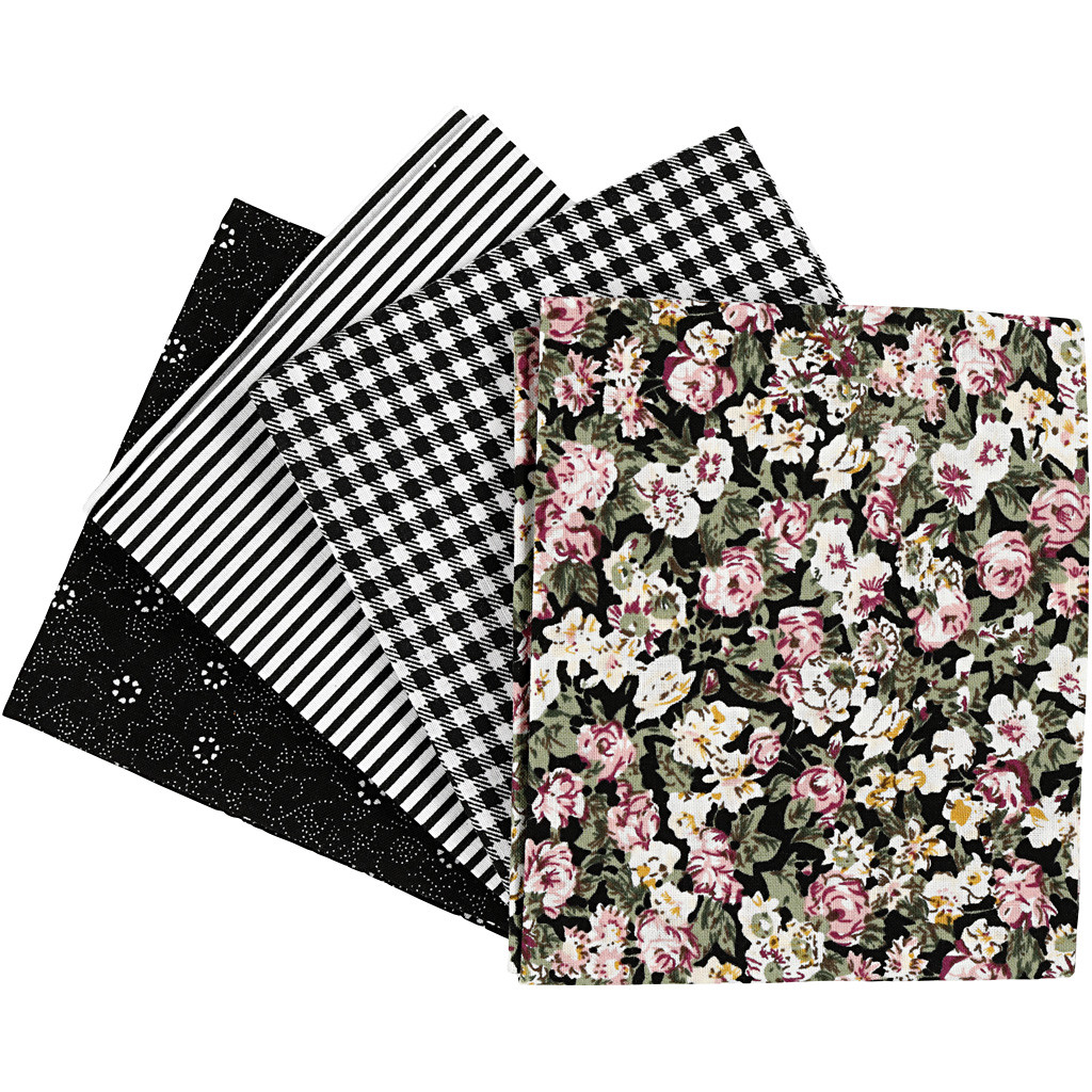 CC Patchwork Stoff 45x55 cm Schwarz 4 Stück