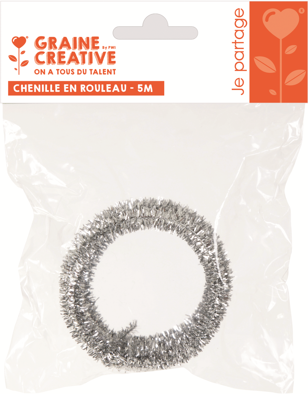 GC Chenille Wire on a Roll 6 mm Silver 10m