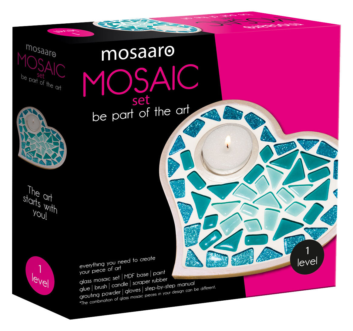 Mosaaro Mozaiek set Glas Mozaiek Kaarsenhouder Hart MA1011