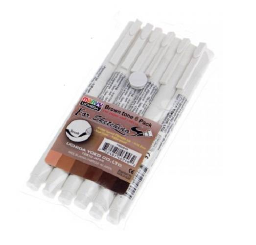 Marvy Uchida Technical Brush Pens Brown Tones Set 6 pieces