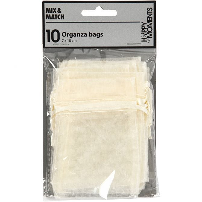 Organzabeutel 7x10 cm Off-White 10 Stück