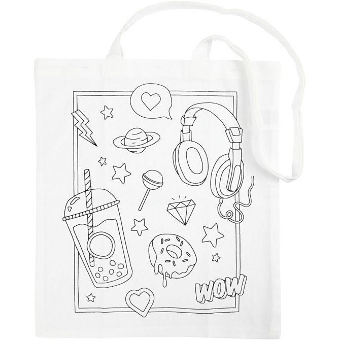 CC Cotton Shopping Bag Wow 38x42 cm White