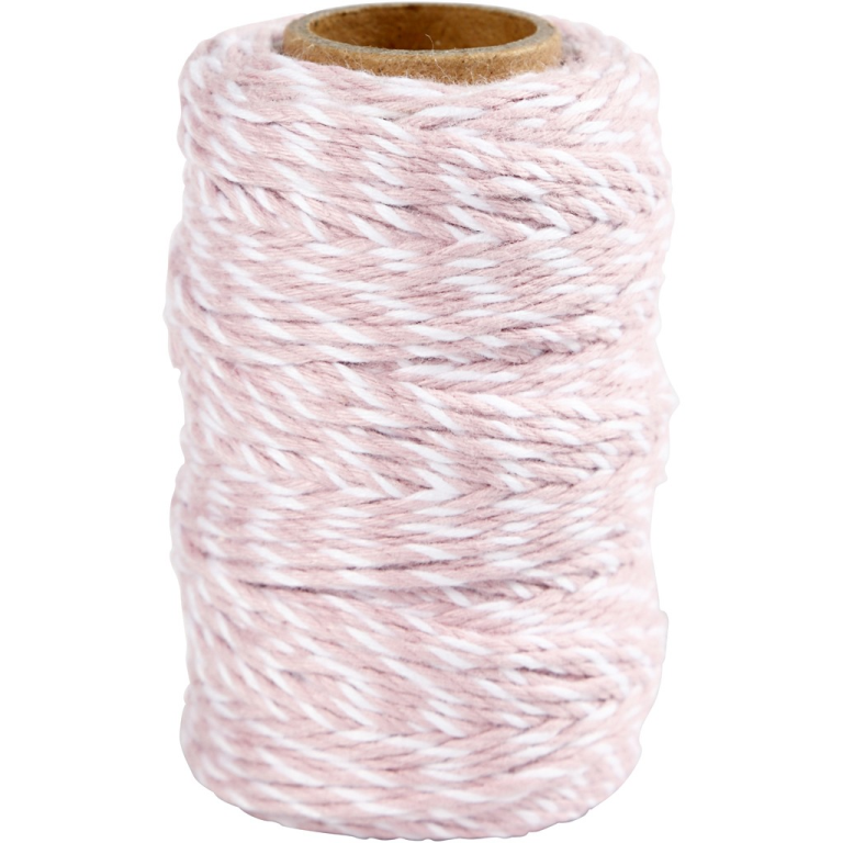 CC Striped Cotton Cord 50 m Pink White