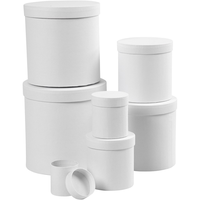CC Round Boxes Set 7 Pieces h: 7.5-22.7 cm d:7-22 cm