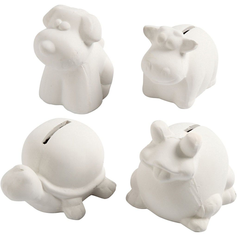 CC Terracotta Spaarpotten Dieren 10 cm 4 stuks