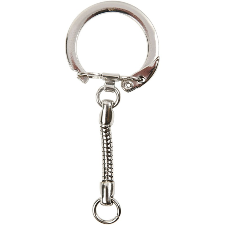 CC Keychain Round 2.3 cm Silver 5 pcs