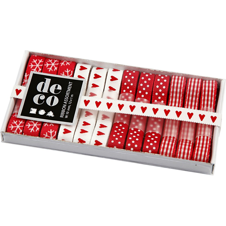 CC Ribbons Set 10 mm 1 m Red 12 pieces