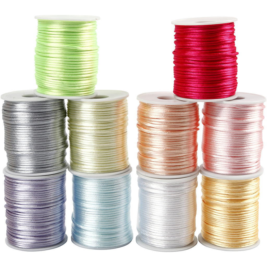 CC Satinkordel 2mm Pastell 10 Pastellfarben