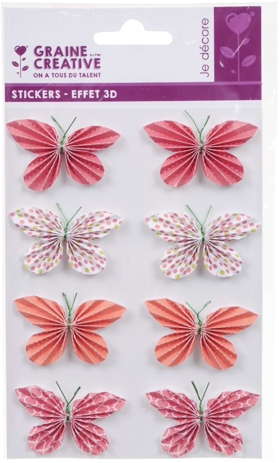 GC Papier 3D-Sticker Schmetterlinge 25 mm 8 Stück
