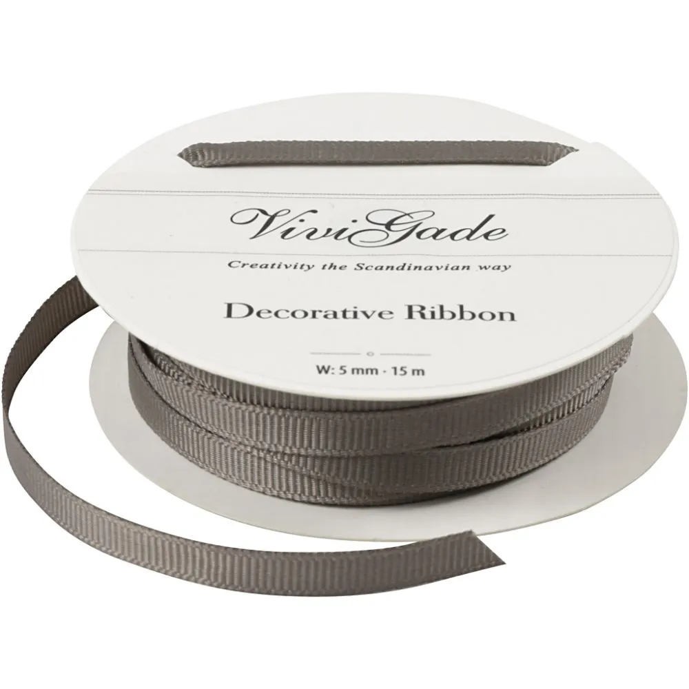 Vivi Gade Ripsband 5 mm 15 m Grau