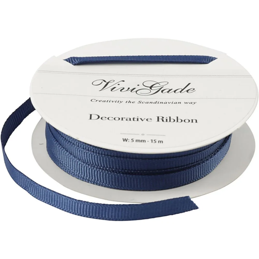 Vivi Gade Grosgrain Lint 5 mm 15 m Blauw