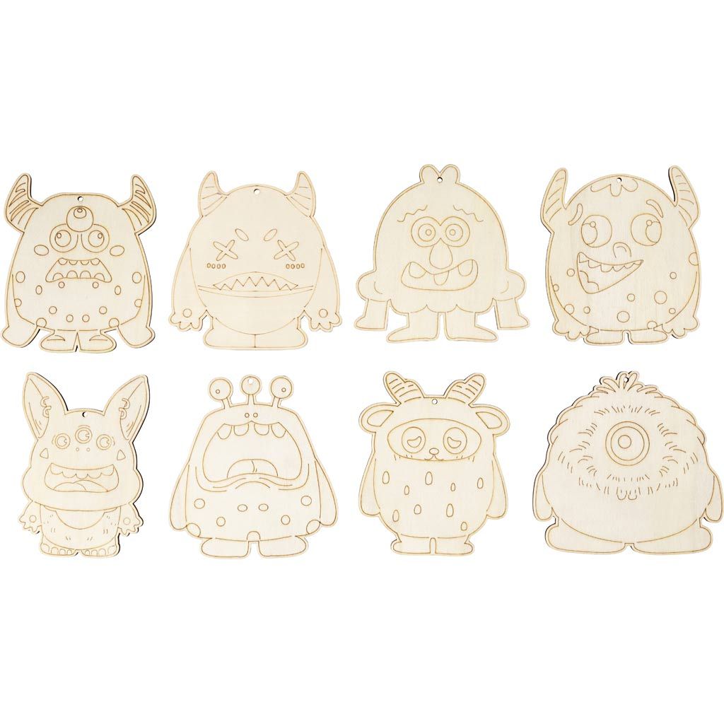 CC Houten Figuren Monsters 24 Stuks