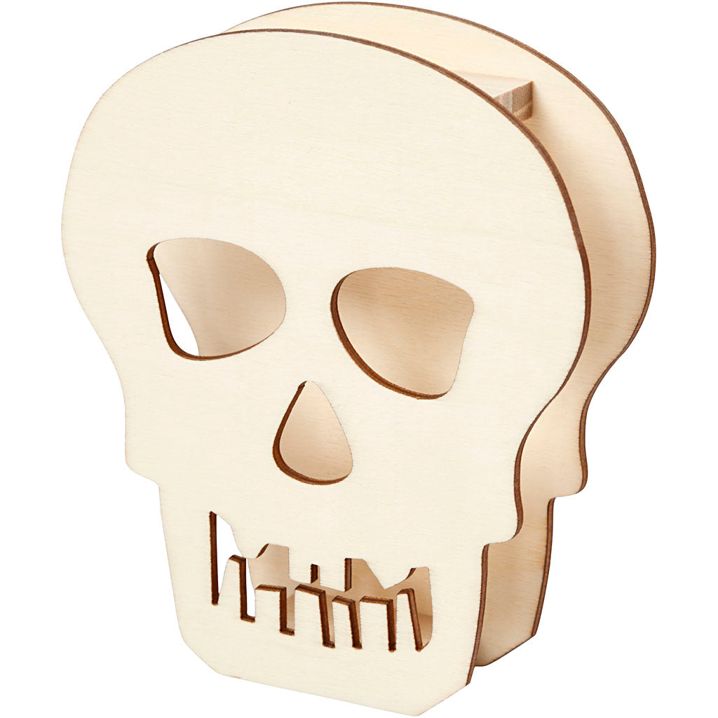 CC Wooden Skull 13.5x11.5x3 cm