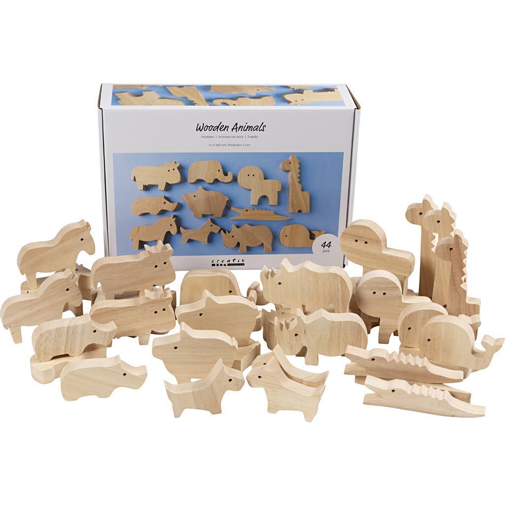 CC Wooden Animals Farm and Safari 44 pieces