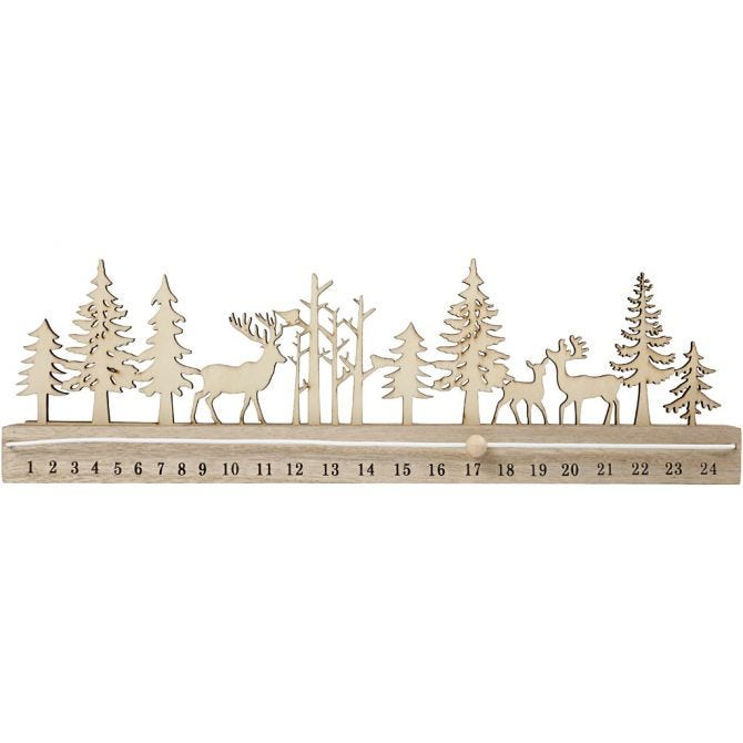 CC Wooden Advent Calendar 40x3.6x12 cm