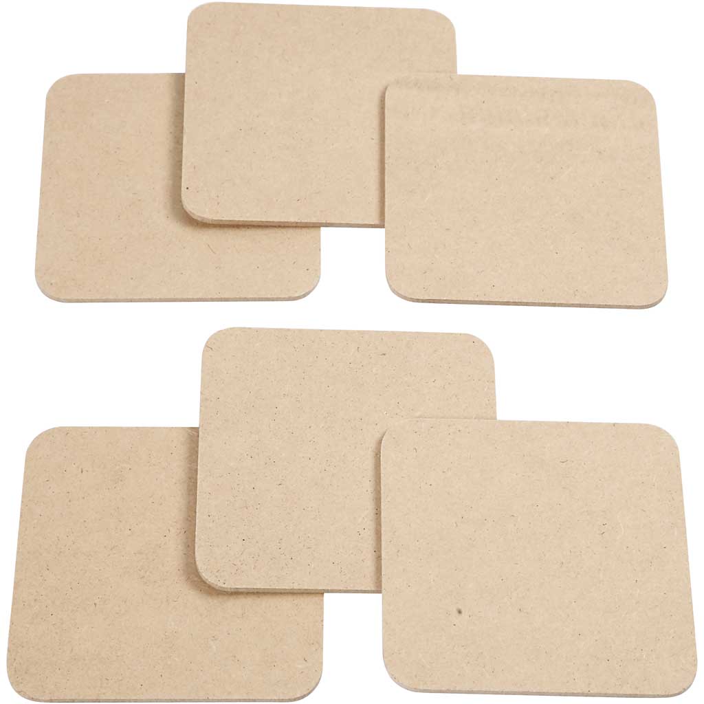 CC MDF Onderzetters Vierkant 10x10 cm 6 stuks