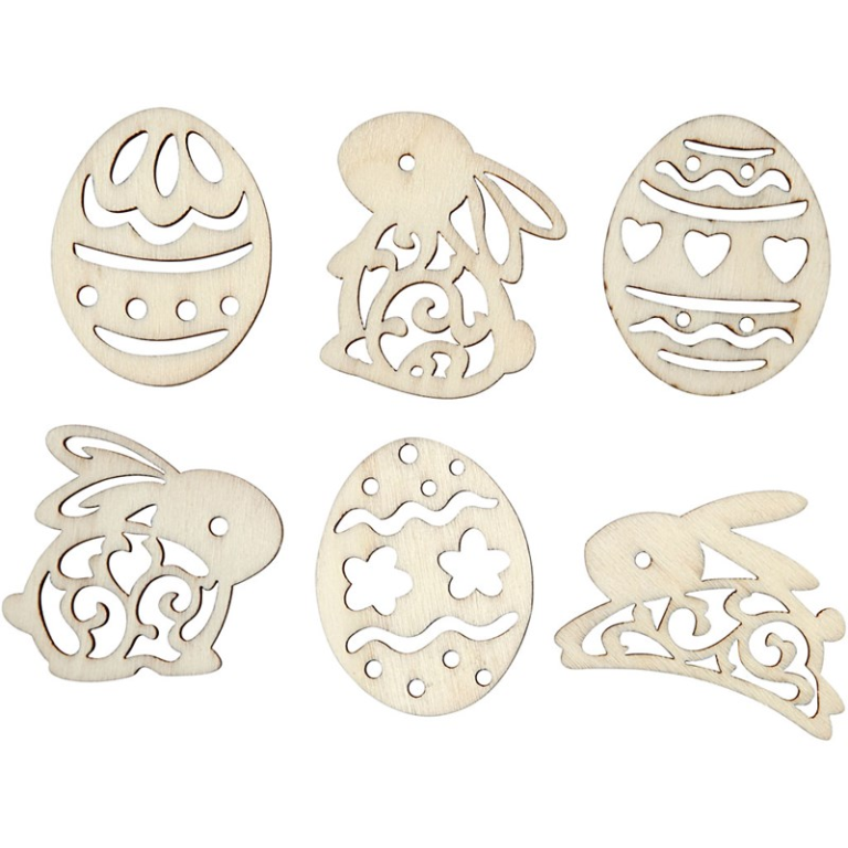 CC Houten Figuren Pasen 4 cm 24 stuks