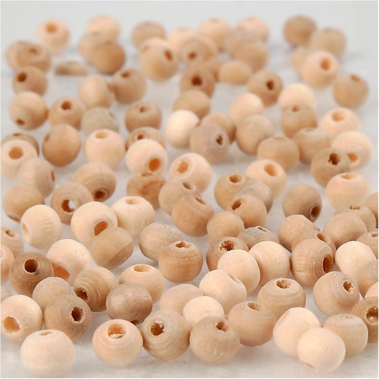 CC Houten Kralen 5 mm Naturel 100 stuks
