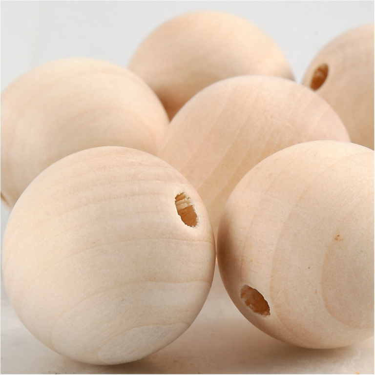 CC Wooden Beads 25 mm Natural 8 pieces