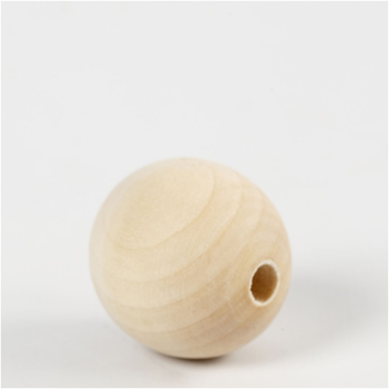 CC Houten Kralen 30 mm Naturel 4 stuks