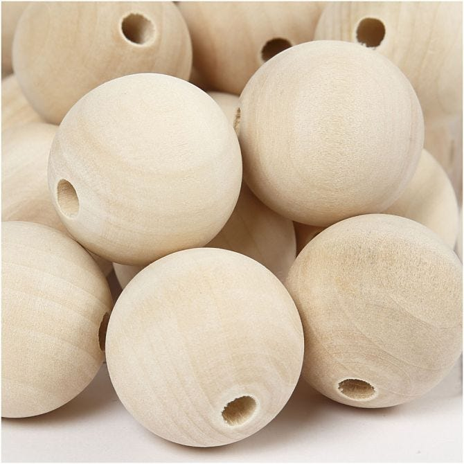 CC Wooden Beads 30 mm Natural 50 pieces