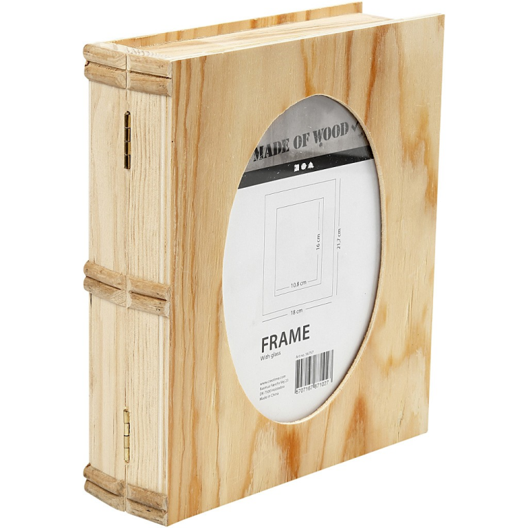CC Houten Doos Boek met Passepartout 21,7x18 cm